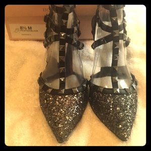NIB BCBG Darron Pewter Glitter Heels